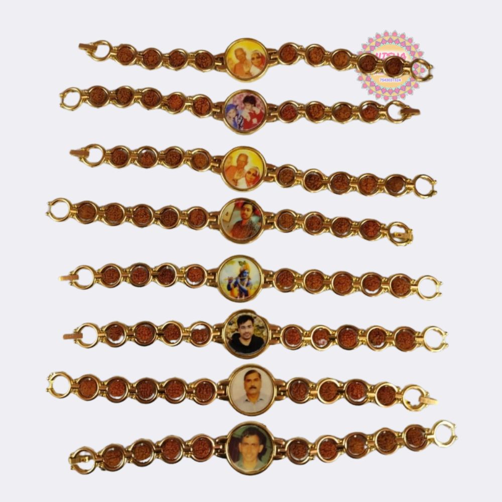Personalized Rudraksha /Photo Rakhi Bracelet