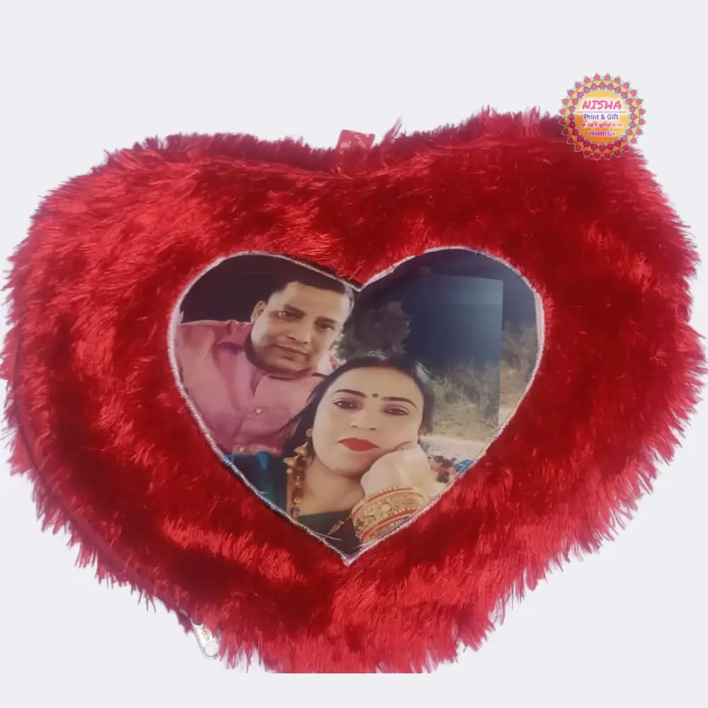 Personalized Heart-Shaped Fur Photo Cushion